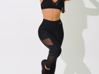 Legging Fitness Feminina Preto Com Recortes Na Lateral Em Tule Intense Dlk