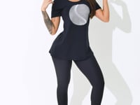 Blusa Fitness Feminina Preto Viscolycra Com Silk Abstract Circle Intense Dlk