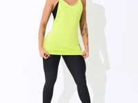 Camiseta Fitness Feminina Viscolycra Verde Limão Maxxi Cava com Silk Intense Dlk