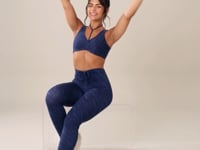 Legging Fitness Feminina Euphoria Com Franzido E Amarração Estampa Brush Blue Dlk