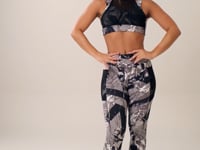 Legging Fitness Feminina Euphoria Com Bolso De Tule Estampa Abstract Marble Dlk