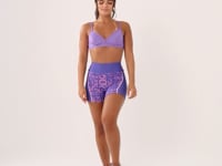 Short Fitness Feminino Estampado Frases Curves Roxo E Rosa Printed Dlk