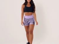 Short Fitness Feminino Estampado Frases Stripes Lilás Printed Dlk