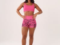 Short Fitness Feminino Estampado Frases Stripes Pink Printed Dlk