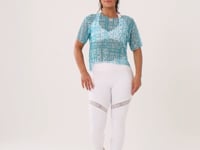 Blusa De Tule Feminina Estampada Frases Turquesa E Branco Printed Dlk