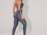 Legging Fitness Feminina Cinza Texturizada Com Recortes Elegance Dlk