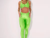 Legging Fitness Feminina Verde Canelada Com Recortes Elegance Dlk