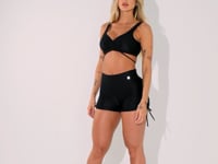 Top Fitness Feminino Preto Canelado Com Amarração Elegance Dlk