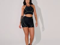 Top Fitness Feminino Preto Texturizado Com Pesponto Elegance Dlk