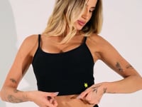 Top Fitness Feminino Preto Com Bojo Canelado Elegance Dlk