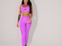 Legging Fitness Feminina Lilás Texturizada Com Recortes Elegance Dlk