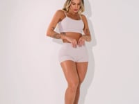 Short Fitness Feminino Off White Canelado Elegance Dlk