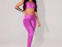 Legging Fitness Feminina Rosa Canelada Com Recortes Elegance Dlk