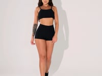 Short Fitness Feminino Preto Canelado Elegance Dlk