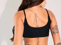 Top Fitness Feminino Preto Com Bojo Canelado Elegance Dlk