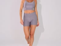 Short Fitness Feminino Cinza Canelado Elegance Dlk