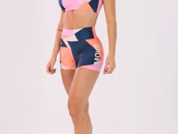 Short Fitness Feminino Estampado Strip Azul Printed Dlk