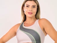 Top Fitness Feminino Nadador Estampado Belive Off White Printed Dlk
