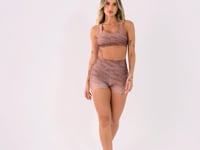 Short Fitness Feminino Estampado Authentic Marrom Printed Dlk