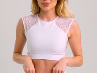 Cropped Feminino Branco Manga Curta De Tela New Age Dlk