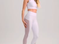 Legging Fitness Feminina Branco Com Recortes Lateral Em Tela New Age Dlk