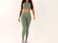Legging Fitness Feminina Verde Com Cós Alto E Detalhe Em V Seamless Dlk