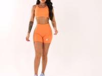Top Fitness Feminino Laranja Texturizado Com Bojo Seamless Dlk