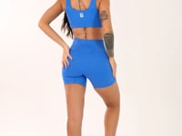 Top Fitness Feminino Azul Texturizado Com Bojo Seamless Dlk