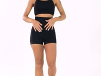 Top Fitness Feminino Preto Canelado Com Alças Duplas Seamless Dlk