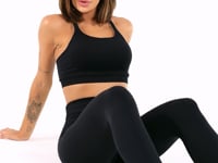 Legging Fitness Feminina Preto Com Recorte Canelado Seamless Dlk