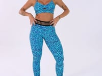 Calça Legging Wild Com Elástico Estampada Onça Azul Dlk