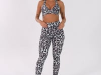 Calça Legging Wild Preta Com Estampa De Leopardo Cinza Dlk