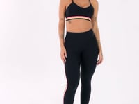 Calça Legging Energy Poliamida Preta Com Elástico Colorido Dlk