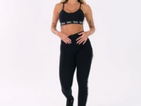 Calça Legging Energy Poliamida Preta Com Elástico Detalhe Azul Dlk