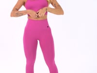 Top Fitness Feminino Fúcsia Canelado Com Alças Duplas Seamless Dlk