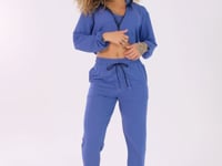 Casaco Cropped Feminino Azul Moletinho Com Zíper Flow Dlk