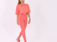 Cropped Feminino Coral Manga Curta Flow Dlk