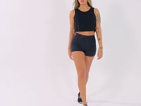 Cropped Feminino Preto Com Recortes Flow Dlk