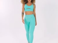 Legging Fitness Feminina Verde Com Recortes E Pesponto Flow Dlk