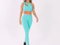 Top Fitness Feminino Verde Assimétrico Com Elástico Flow Dlk