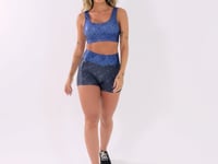 Top Fitness Feminino Azul E Preto Logomania Flow Dlk