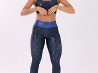 Top Fitness Feminino Preto E Azul Logomania Flow Dlk