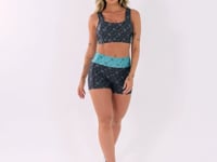 Top Fitness Feminino Preto E Verde Logomania Flow Dlk