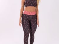 Legging Fitness Feminina Coral E Preto Logomania Flow Dlk