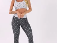 Legging Fitness Feminina Branco E Preto Logomania Flow Dlk