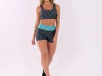 Short Fitness Feminino Verde E Preto Logomania Flow Dlk