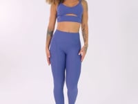 Legging Fitness Feminina Azul Com Recortes E Pesponto Flow Dlk