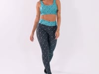Legging Fitness Feminina Verde E Preto Logomania Flow Dlk