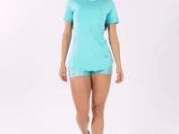 Blusa Fitness Feminina Verde Alongada Manga Curta Com Recortes Flow Dlk