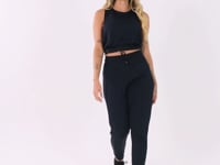 Cropped Preto Maxi Cava Com Elástico Flow Dlk